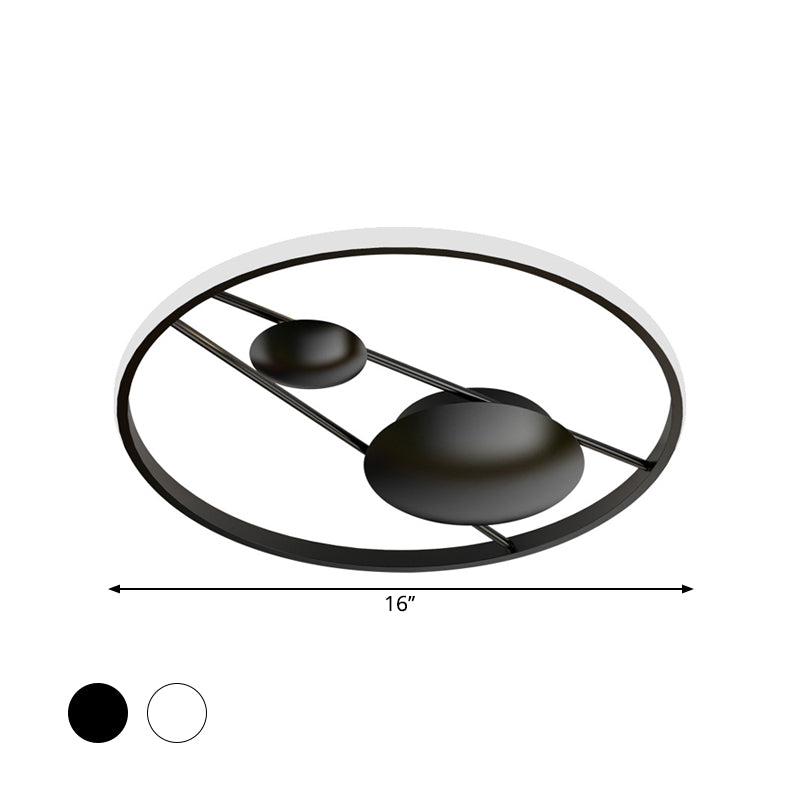 Geometric LED Ceiling Light Fixture Nordic Modern Flush Mount Lamp - 16"/19.5" in Black/White
