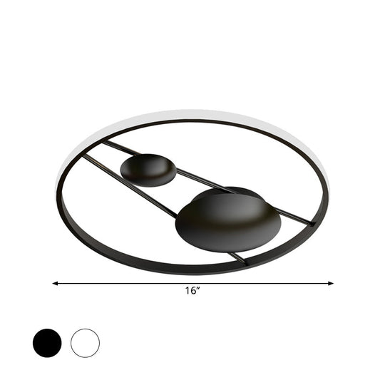 Geometric Led Ceiling Light Fixture Nordic Modern Flush Mount Lamp - 16/19.5 In Black/White
