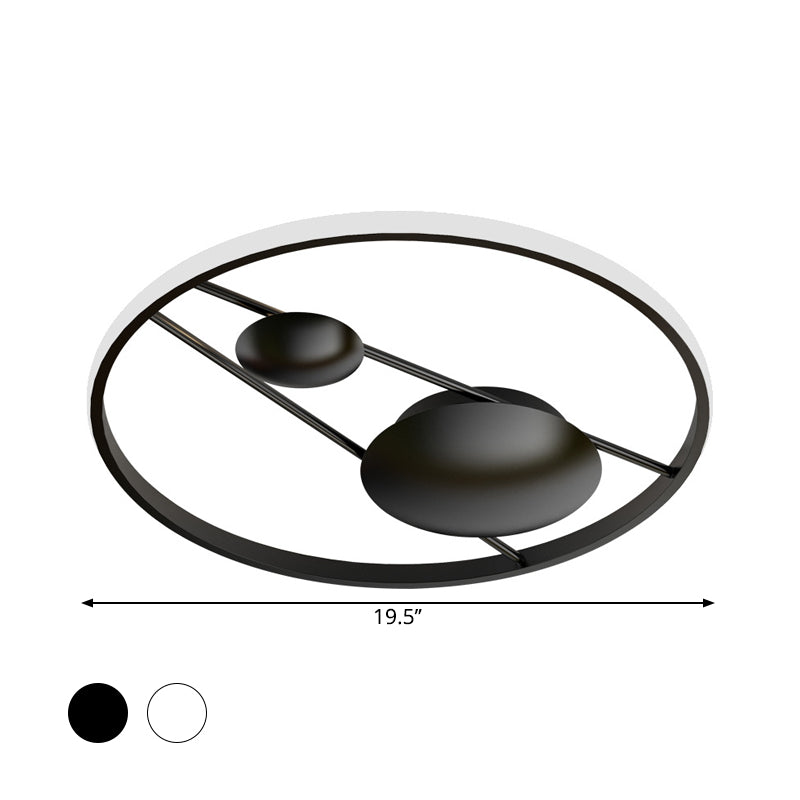 Geometric LED Ceiling Light Fixture Nordic Modern Flush Mount Lamp - 16"/19.5" in Black/White
