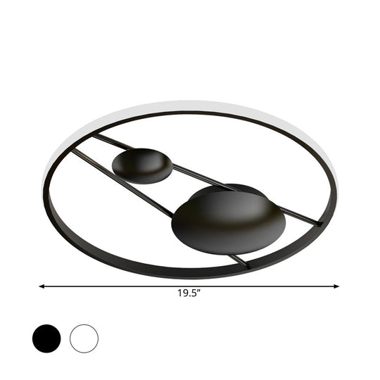 Geometric LED Ceiling Light Fixture Nordic Modern Flush Mount Lamp - 16"/19.5" in Black/White