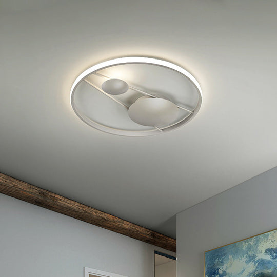 Geometric LED Ceiling Light Fixture Nordic Modern Flush Mount Lamp - 16"/19.5" in Black/White