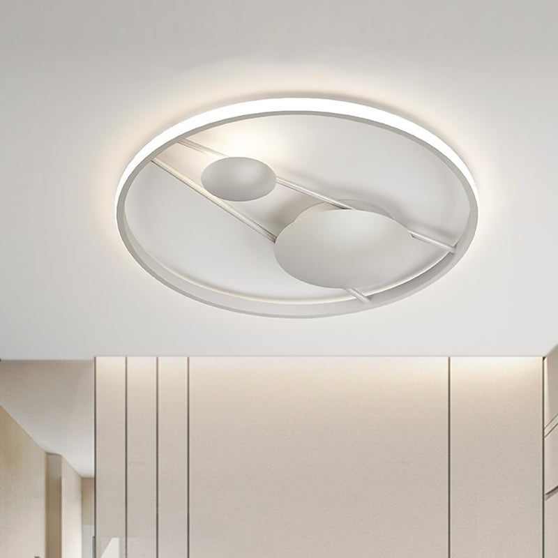 Geometric LED Ceiling Light Fixture Nordic Modern Flush Mount Lamp - 16"/19.5" in Black/White