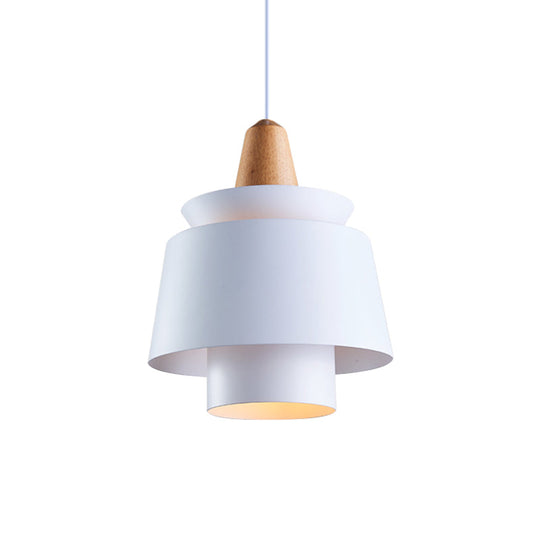 Suspension moderne noire/blanche pour salle à manger avec abat-jour en métal