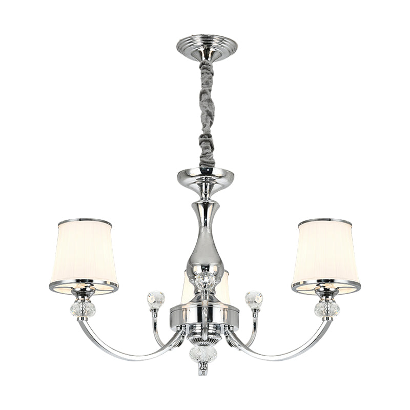 Modern Opal Glass Ceiling Hang Fixture With Chrome/Gold Pendant Chandelier - 3/6 Lights Curved Arm