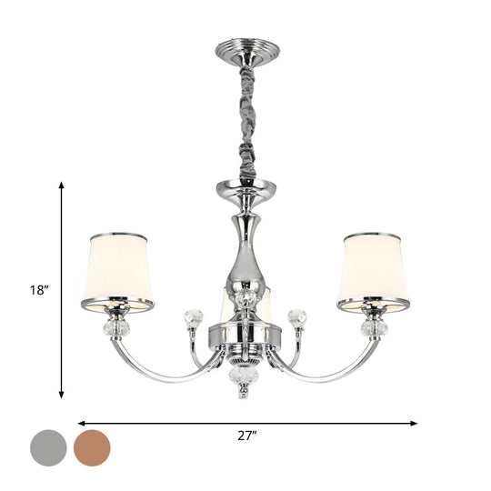 Modern Opal Glass Ceiling Hang Fixture With Chrome/Gold Pendant Chandelier - 3/6 Lights Curved Arm