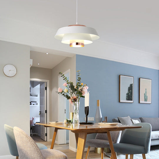 Plafonnier contemporain en métal à 3 niveaux avec 1 ampoule pour salle à manger - Noir/blanc