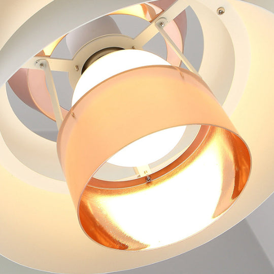 Contemporary 3-Tiered Suspension Pendant - Metal 1 Bulb Ceiling Light For Dining Room In Black/White