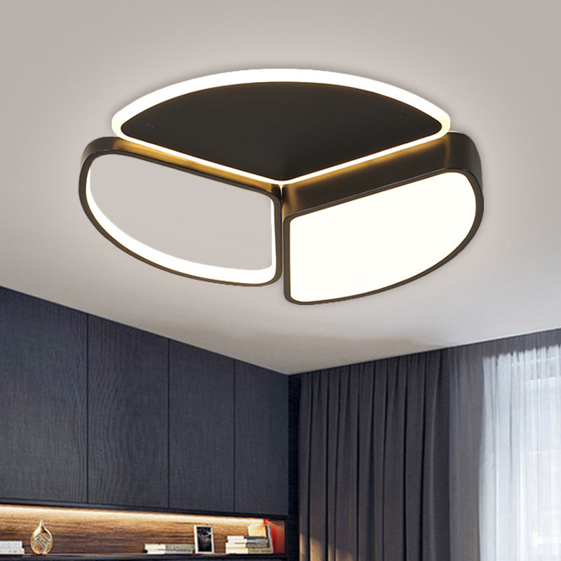 Plafonnier LED moderne à encastrer en noir : design géométrique en métal avec éclairage chaud/blanc