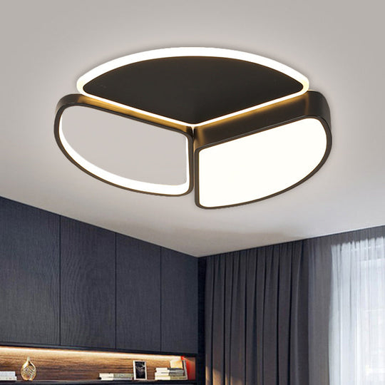 Plafonnier LED moderne à encastrer en noir : design géométrique en métal avec éclairage chaud/blanc