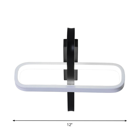 Modern Dual Oblong Flush Mount LED Ceiling Light in Black, Warm/White Light