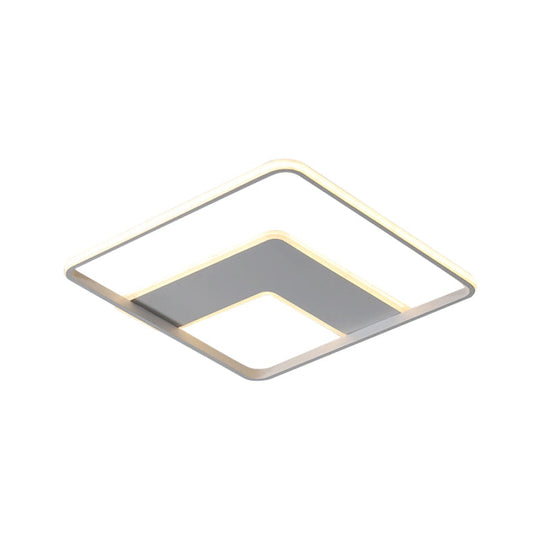 Nordic Square Flush Mount Acrylic LED Bedroom Lighting in White - 16.5"/20.5" Width