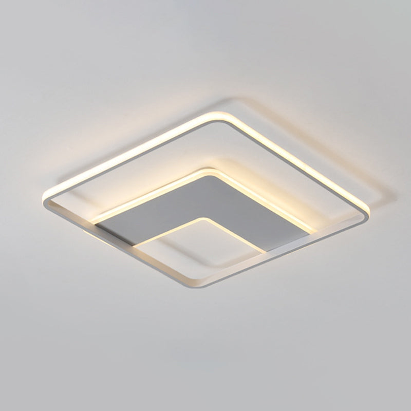 Nordic Square Flush Mount Acrylic Led Bedroom Lighting In White - 16.5/20.5 Width