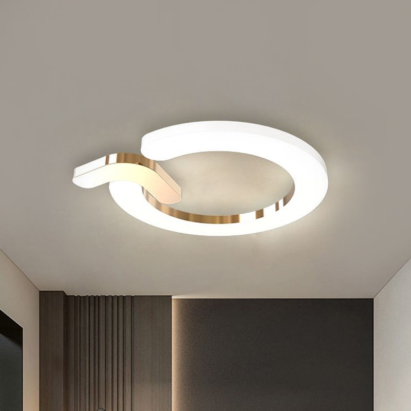 Modern Flush Mount LED Ceiling Lamp in Gold - Simple Circle Design, 16"/23.5" Metallic Finish