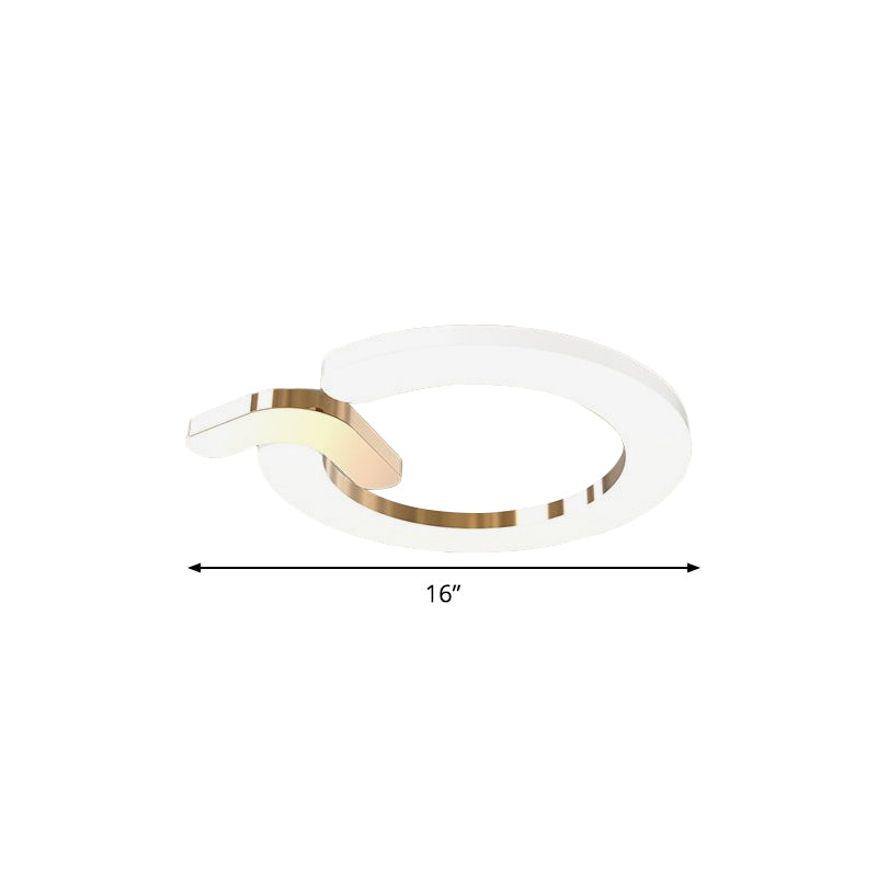 Modern Flush Mount LED Ceiling Lamp in Gold - Simple Circle Design, 16"/23.5" Metallic Finish