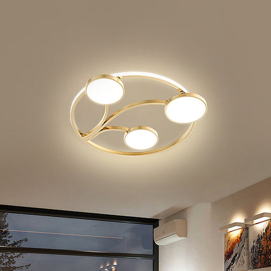 Gold Metal Circular Flush Light Modernity with LED Close to Ceiling Lighting - Branch Design