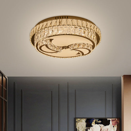 Modernist Chrome LED Ceiling Lamp with Beveled Crystal for Sleeping Room