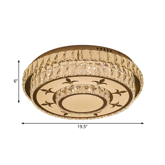 Modernist Chrome LED Ceiling Lamp with Beveled Crystal for Sleeping Room