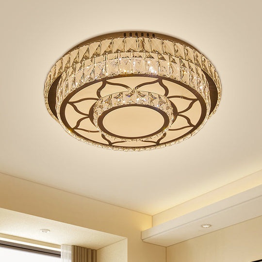 Modernist Chrome LED Ceiling Lamp with Beveled Crystal for Sleeping Room