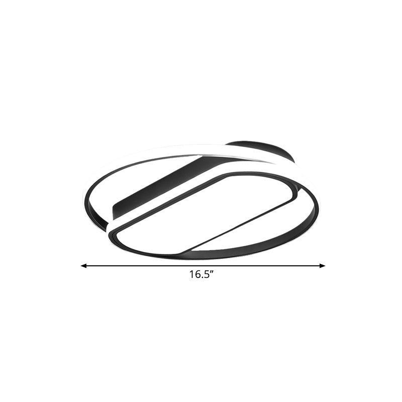 Contemporary LED Acrylic Flush Mount Lighting, Black, Ring and Rectangle Design, 16.5"/20.5"/24.5" Width