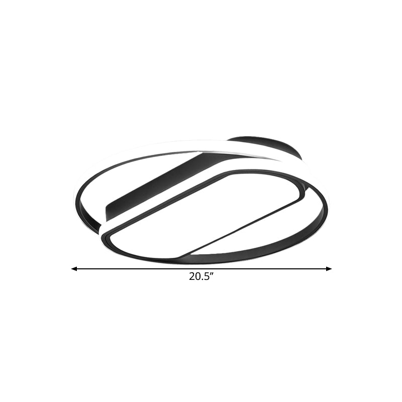 Contemporary LED Acrylic Flush Mount Lighting, Black, Ring and Rectangle Design, 16.5"/20.5"/24.5" Width