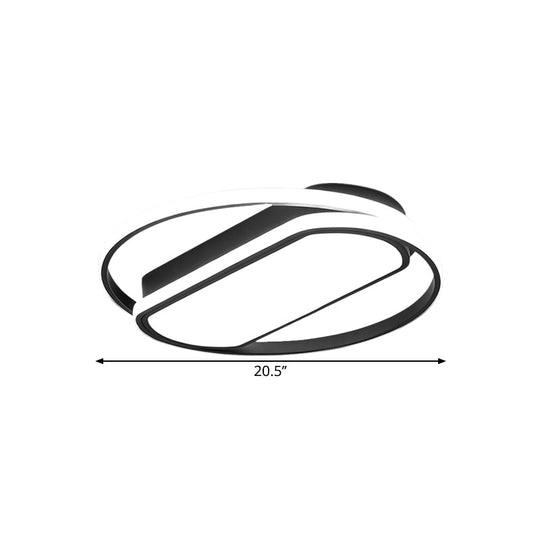 Contemporary Led Acrylic Flush Mount Lighting Black Ring And Rectangle Design 16.5/20.5/24.5 Width