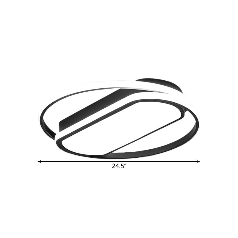 Contemporary LED Acrylic Flush Mount Lighting, Black, Ring and Rectangle Design, 16.5"/20.5"/24.5" Width