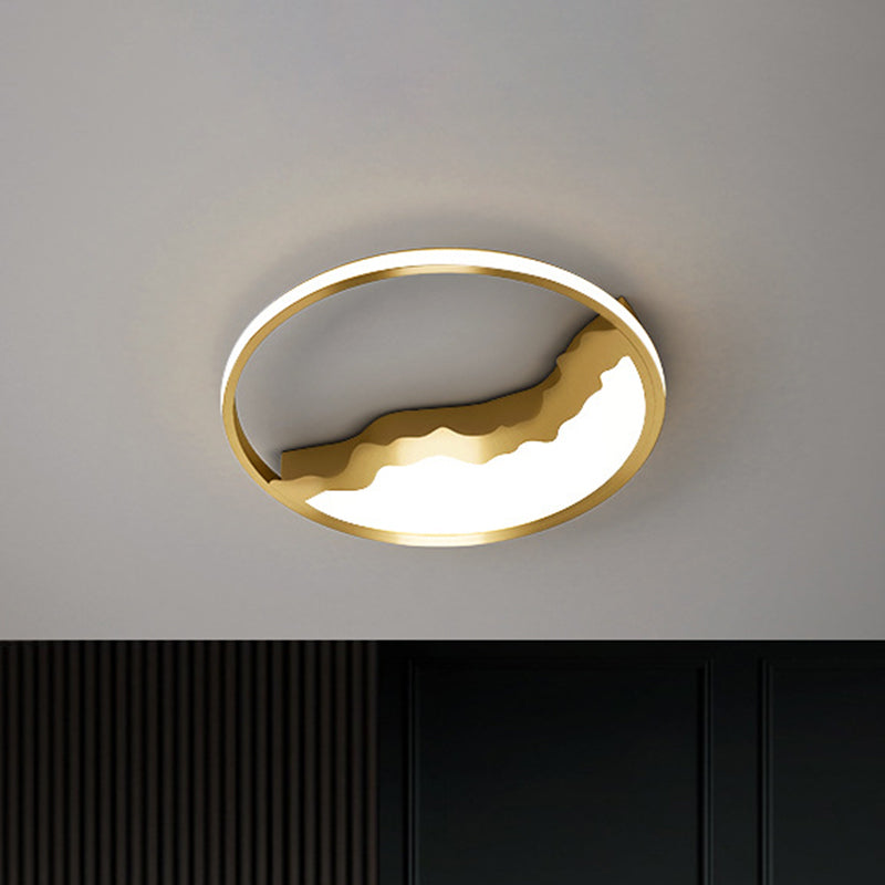 Geometric Flush Mount Light - Modern Acrylic LED Brass Flushmount - 12.5"/16.5"/20.5" Width