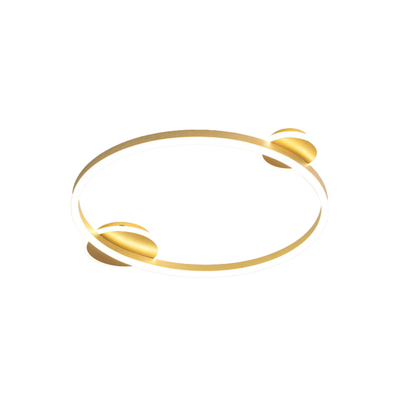 Modern LED Gold Halo Flushmount Ceiling Lamp in White/Warm Light, 16"/19.5" Dia