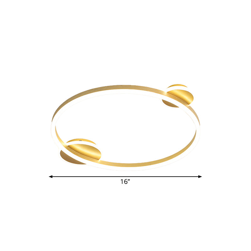 Modern LED Gold Halo Flushmount Ceiling Lamp in White/Warm Light, 16"/19.5" Dia