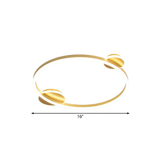 Modern LED Gold Halo Flushmount Ceiling Lamp in White/Warm Light, 16"/19.5" Dia