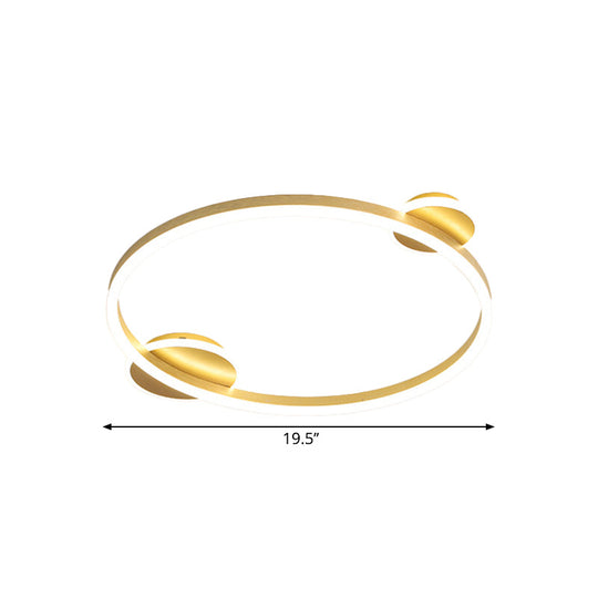 Modern LED Gold Halo Flushmount Ceiling Lamp in White/Warm Light, 16"/19.5" Dia