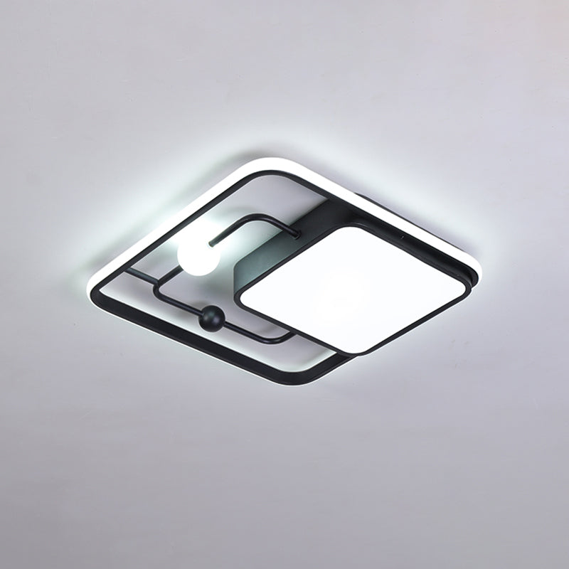 Modern Iron Black/Gold Led Ceiling Light Fixture In Warm/White - Square Flush Mount 16.5/20.5 Width