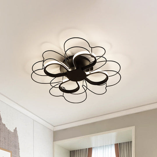 Contemporary Metallic Clover Flush Light - 19/22.5 W Black/White Led Warm/White Lighting Black / 19