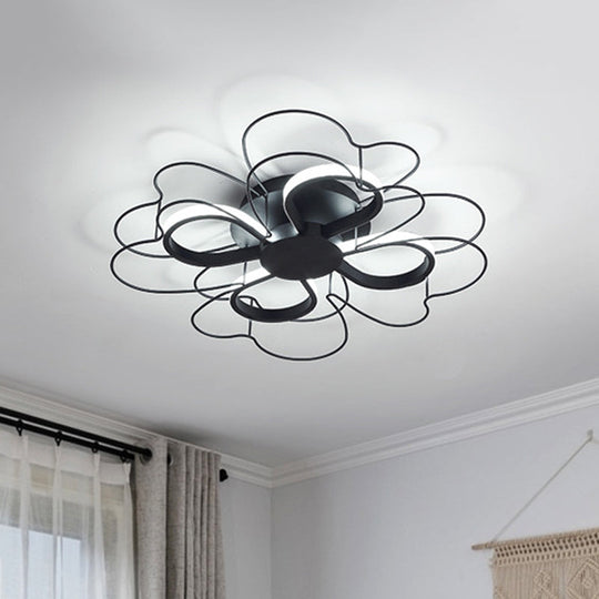 Contemporary Metallic Clover Flush Light - 19"/22.5" W - Black/White LED - Warm/White Lighting
