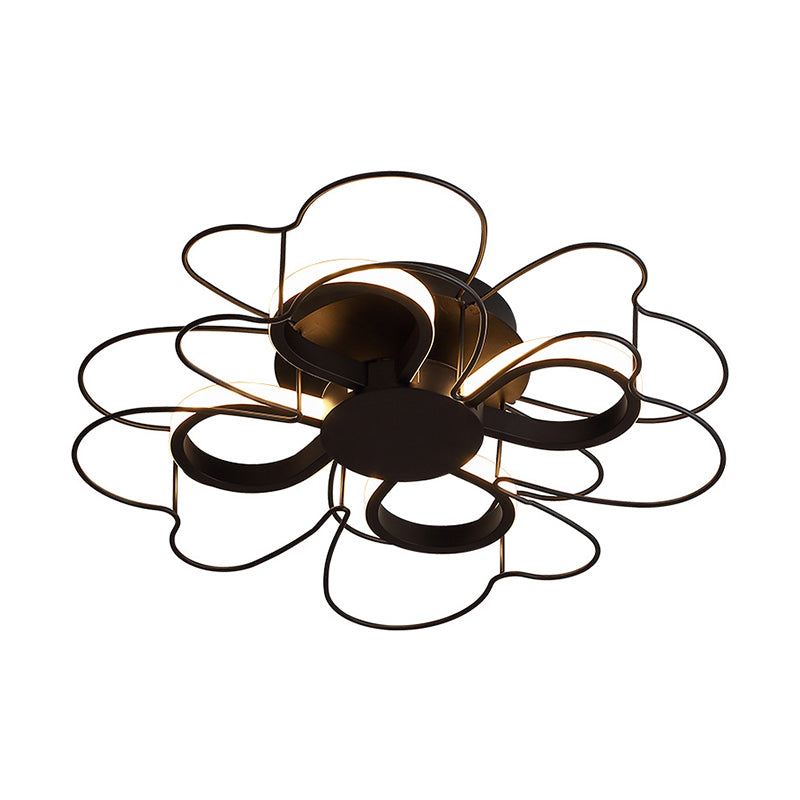 Contemporary Metallic Clover Flush Light - 19"/22.5" W - Black/White LED - Warm/White Lighting