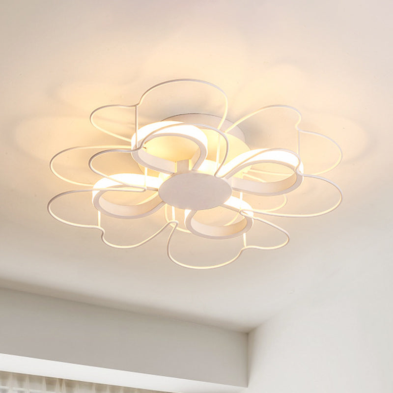 Contemporary Metallic Clover Flush Light - 19"/22.5" W - Black/White LED - Warm/White Lighting