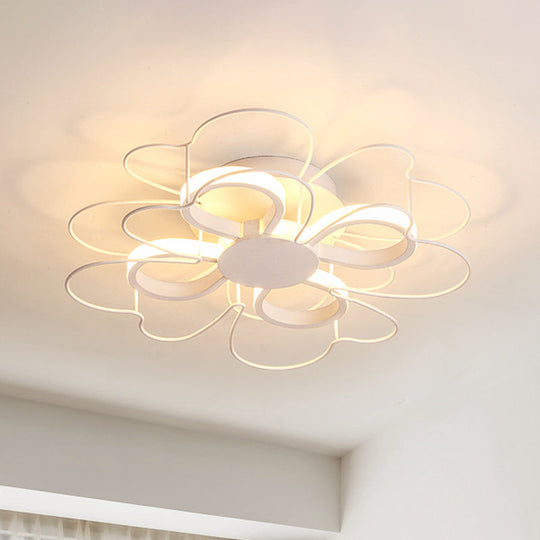 Contemporary Metallic Clover Flush Light - 19"/22.5" W - Black/White LED - Warm/White Lighting