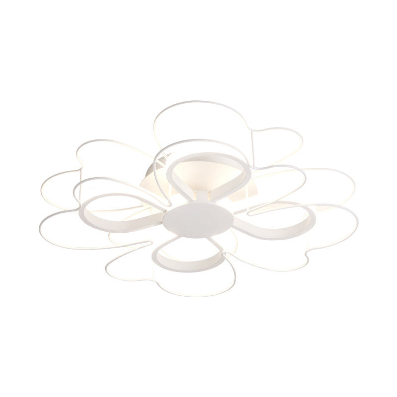 Contemporary Metallic Clover Flush Light - 19"/22.5" W - Black/White LED - Warm/White Lighting