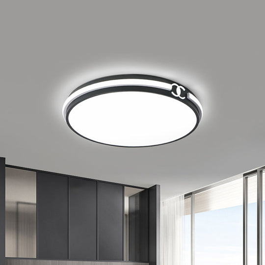 Plafonnier encastré rond moderne pour chambre à coucher - Luminaire LED noir/doré en blanc chaud/blanc, 16,5"/20,5" de large