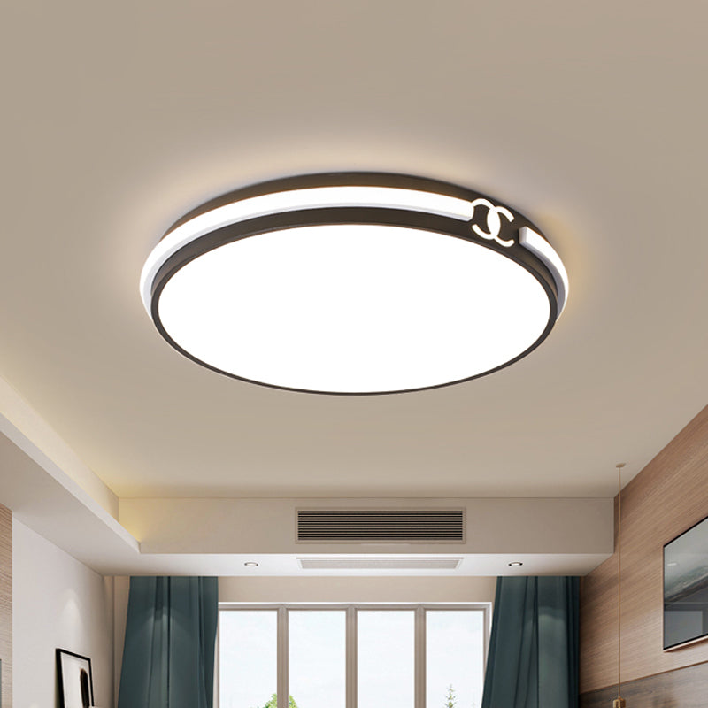 Plafonnier encastré rond moderne pour chambre à coucher - Luminaire LED noir/doré en blanc chaud/blanc, 16,5"/20,5" de large