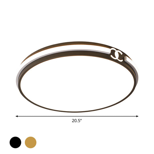 Plafonnier encastré rond moderne pour chambre à coucher - Luminaire LED noir/doré en blanc chaud/blanc, 16,5"/20,5" de large