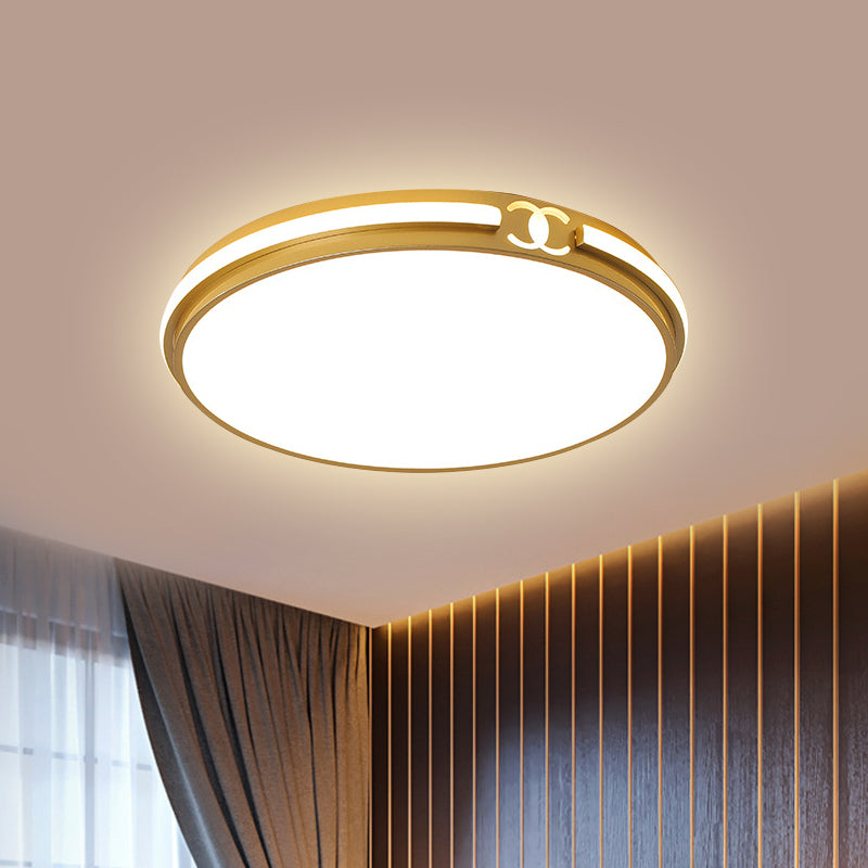 Plafonnier encastré rond moderne pour chambre à coucher - Luminaire LED noir/doré en blanc chaud/blanc, 16,5"/20,5" de large