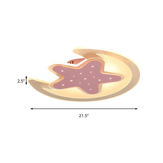 Contemporary Acrylic Pink Star Ceiling Mount Light - Perfect for Teens