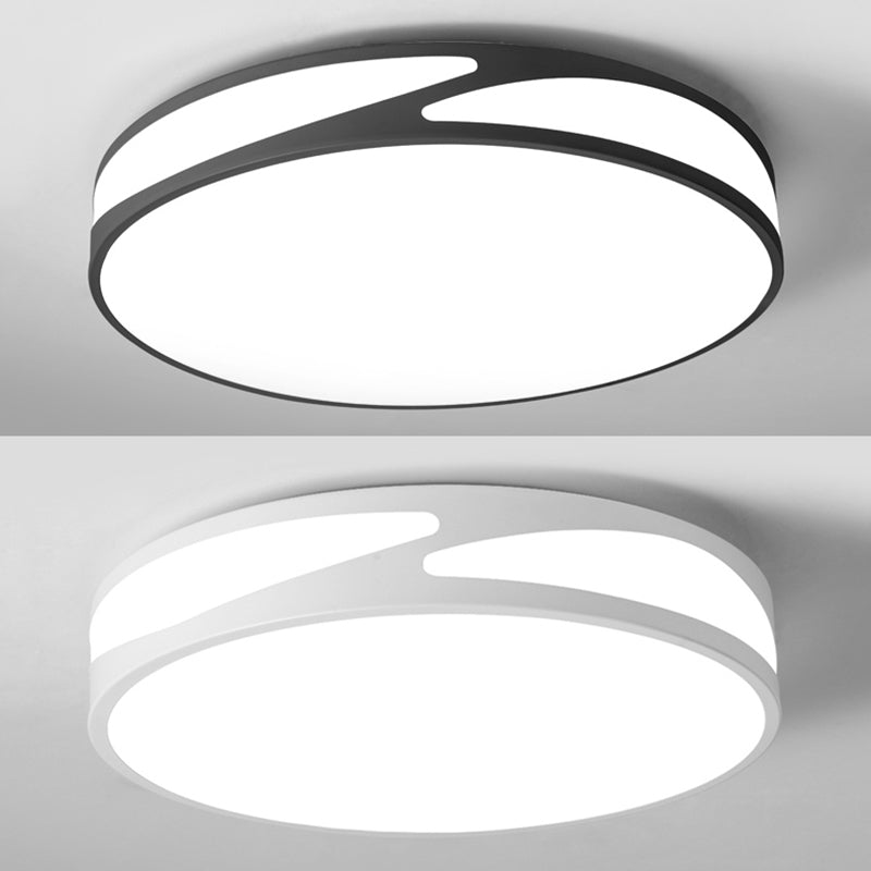 Nordic Monochrome Flush Mount LED Ceiling Light - Slim Panel Round Acrylic, 18/21.5 Inch Wide, Warm/White Light