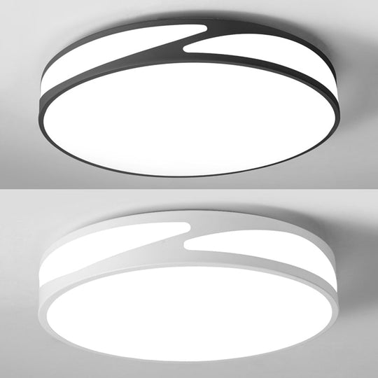 Nordic Monochrome Flush Mount LED Ceiling Light - Slim Panel Round Acrylic, 18/21.5 Inch Wide, Warm/White Light