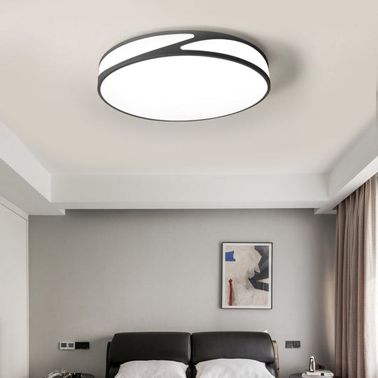Nordic Monochrome Flush Mount LED Ceiling Light - Slim Panel Round Acrylic, 18/21.5 Inch Wide, Warm/White Light