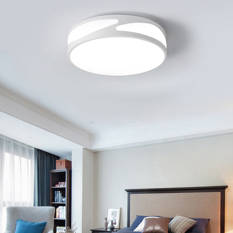 Nordic Monochrome Flush Mount LED Ceiling Light - Slim Panel Round Acrylic, 18/21.5 Inch Wide, Warm/White Light