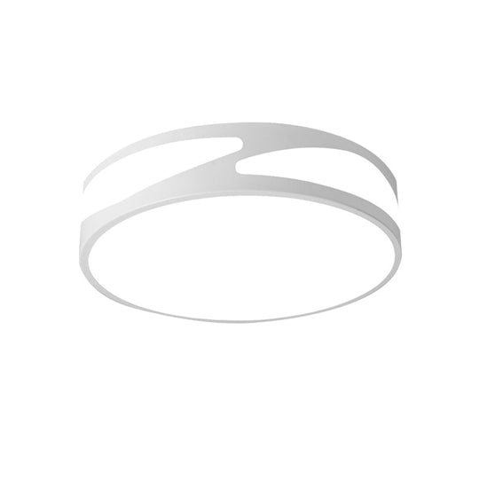 Nordic Monochrome Flush Mount Led Ceiling Light - Slim Panel Round Acrylic 18/21.5 Inch Wide