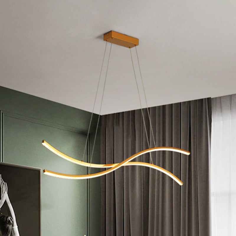 Acrylic Linear Island Pendant Lighting - Simple Led Chandelier Light In Gold Warm/White 31.5/39/47