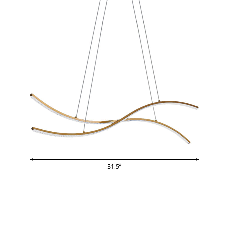 Acrylic Linear Island Pendant Lighting - Simple Led Chandelier Light In Gold Warm/White 31.5/39/47